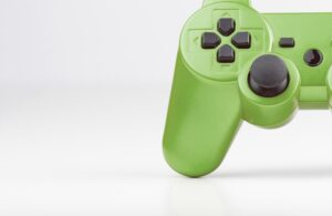 green PS4 gaming controller